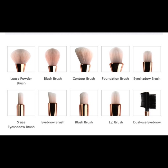 10 Piece Rose Gold Makeup Brush Set - Picture 5 of 8